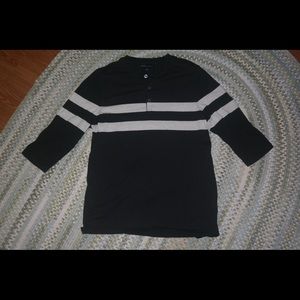 Five Four, Black with white Stripe shirt.